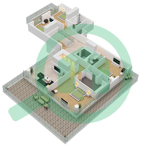 المخططات الطابقية لتصميم النموذج / الوحدة A / UNIT 18 بنتهاوس 5 غرف نوم - لوريل Upper Floor interactive3D