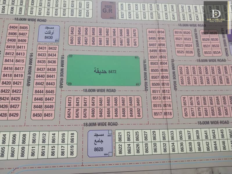 For sale in Sharjah, Muzaira’a area, residential land, area of ​​3000 feet, permit for a ground villa and the first excellent location directly on the garden. Freehold installments have been completed for all Arab nationalities. The Muzaira’a area is char