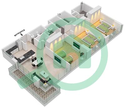 公寓143号 - 3 卧室公寓单位3 FLOOR 1-14戶型图