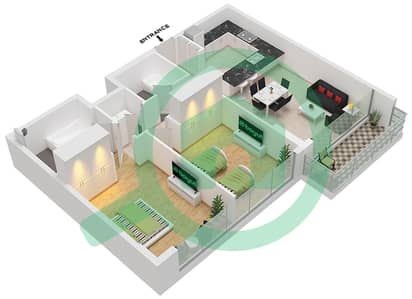 公寓143号 - 2 卧室公寓单位6 FLOOR 2-14戶型图