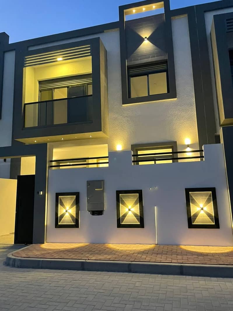 Villa for rent in Ajman, Al Zahia area, two floors, 4 bedrooms with built-in wardrobes