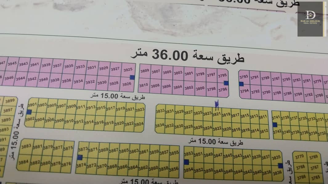 For sale in Sharjah, Muzaira’ah area, Al-Rahmaniyah suburb, residential land, area of ​​3444 feet, villa permit, ground and first, 50% of the surface, excellent location on 36 meter street, freehold, all Arab nationalities. Muzaira’ah area is characterize