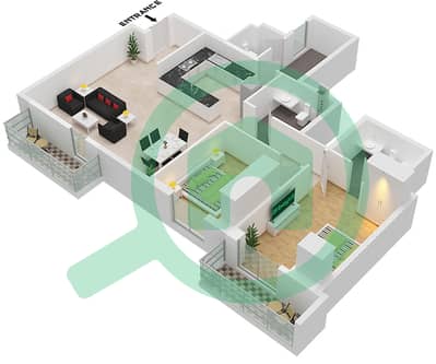 المخططات الطابقية لتصميم الوحدة 4 / FLOOR 3 شقة 2 غرفة نوم - فكتوريا ريزيدينسي