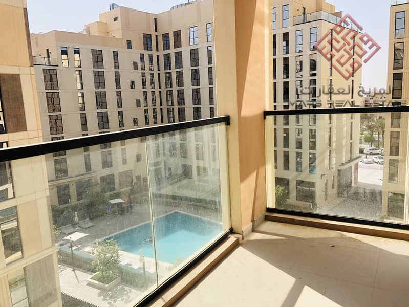 Brand new 1bhk with balcony+Pool view+parking+Gym+in Al mamsha