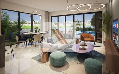 4 Bedroom Townhouse for Sale in DAMAC Hills, Dubai - Greenwoods - Living Room. jpg