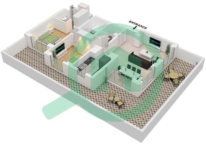 المخططات الطابقية لتصميم النموذج / الوحدة 2B / UNIT 3,4 شقة 2 غرفة نوم - مساكن تنفيذية 1