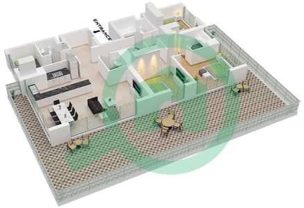 Икзекутив Резиденсис 1 - Апартамент 3 Cпальни планировка Тип/мера 3C / UNIT 3