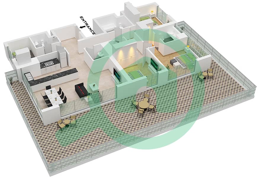 Executive Residences 1 - 3 Bedroom Apartment Type/unit 3C / UNIT 3 Floor plan interactive3D