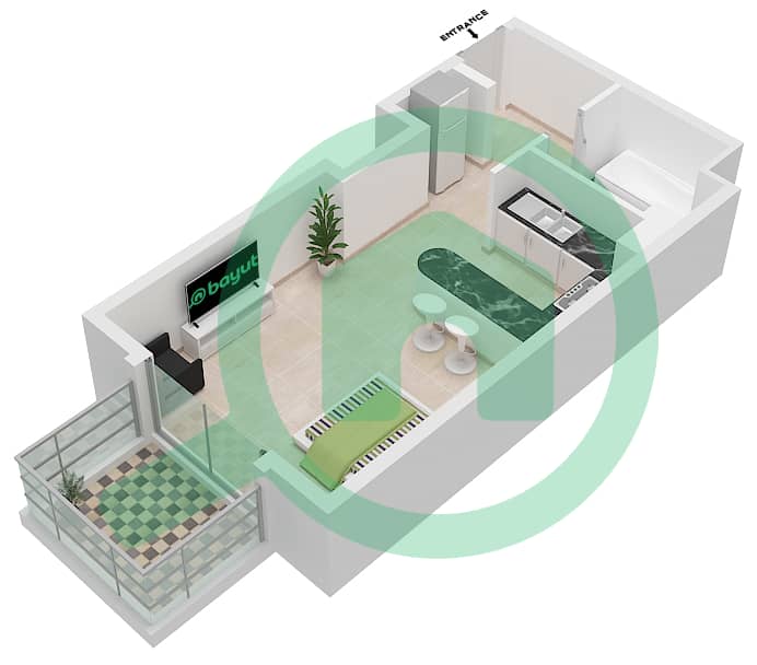 المخططات الطابقية لتصميم النموذج 16 شقة استوديو - إيجل هايتس interactive3D