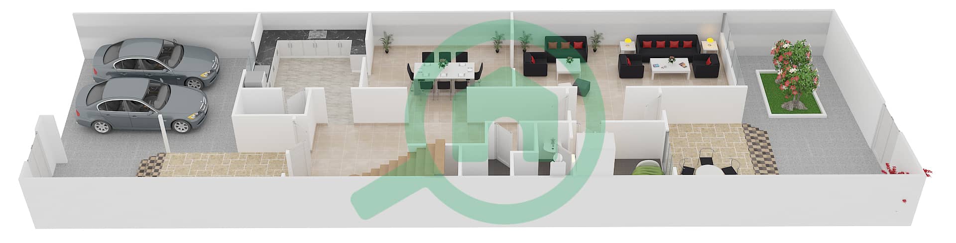 沙玛尔露台别墅 - 3 卧室别墅类型B戶型图 interactive3D