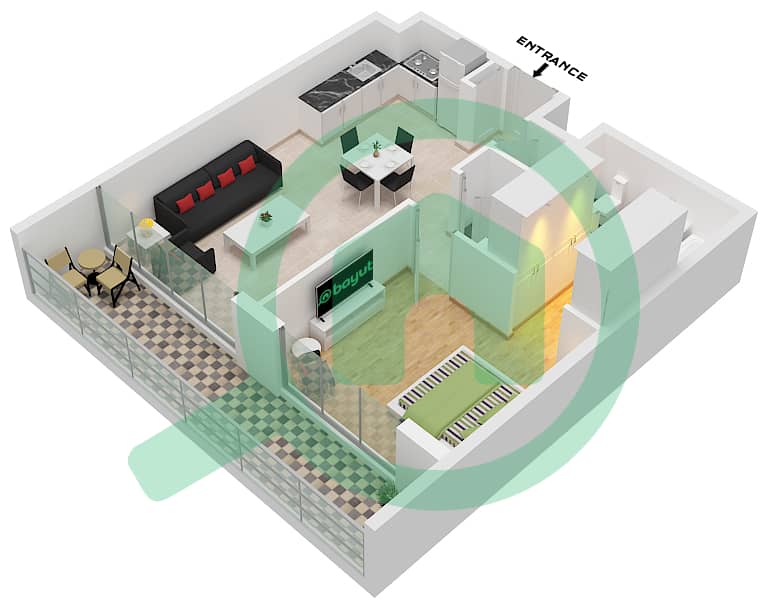公寓143号 - 1 卧室公寓单位8  FLOOR 4戶型图 Floor 4 interactive3D