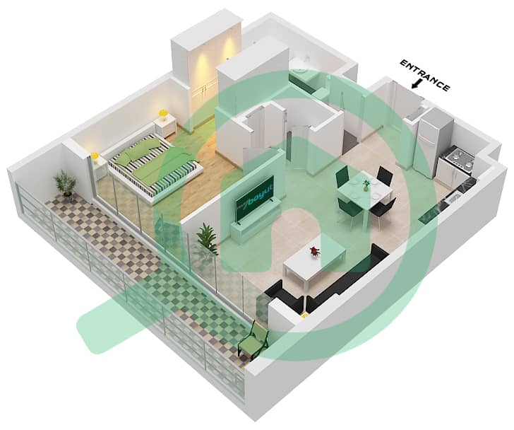 公寓143号 - 1 卧室公寓单位10 FLOOR 4戶型图 Floor 4 interactive3D