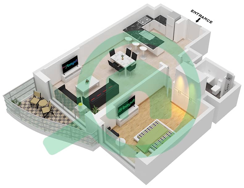 Bay Residences - 1 Bedroom Apartment Type/unit 1 / UNIT 1,2,7-13 Floor plan Type 1 Unit 1 Floor 1-14
Unit 2,8,12 Floor 1-12
Unit 7,11 Floor 1,13,14
Unit 9,13 Floor 2-12
Unit 10 Floor 13,14 interactive3D