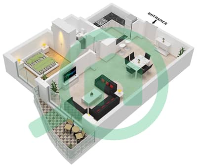 المخططات الطابقية لتصميم النموذج / الوحدة 1,3 / UNIT 5,7 شقة 1 غرفة نوم - باي ريزيدنس