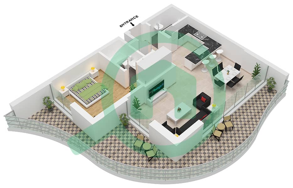 Bay Residences - 1 Bedroom Apartment Type/unit 6 / UNIT 8-10 Floor plan Type 6 Unit 8 Floor 13,14
Unit 9 Floor 1
Unit 10 Floor 2-12 interactive3D