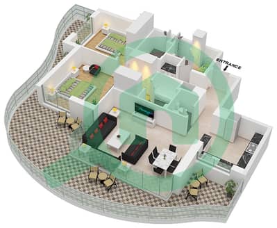 海湾公寓 - 2 卧室公寓类型／单位5 / UNIT 4戶型图