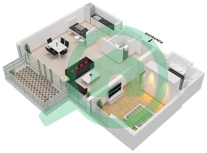 المخططات الطابقية لتصميم النموذج / الوحدة 2-3 / 05 شقة 1 غرفة نوم - بناية الشقق 4