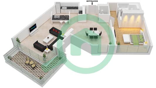 Apartment Building 4 - 1 Bedroom Apartment Type/unit 4-1 / 02 Floor plan
