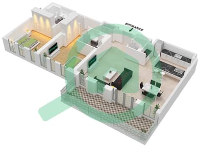 المخططات الطابقية لتصميم النموذج / الوحدة 4-4 / 04 شقة 2 غرفة نوم - بناية الشقق 4