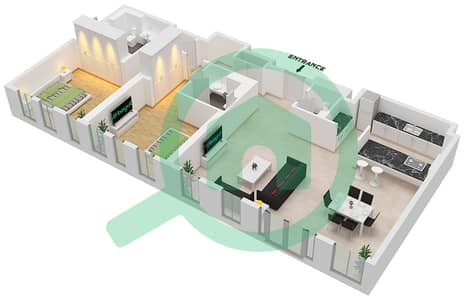 المخططات الطابقية لتصميم النموذج / الوحدة 4-4A / 04 شقة 2 غرفة نوم - بناية الشقق 4
