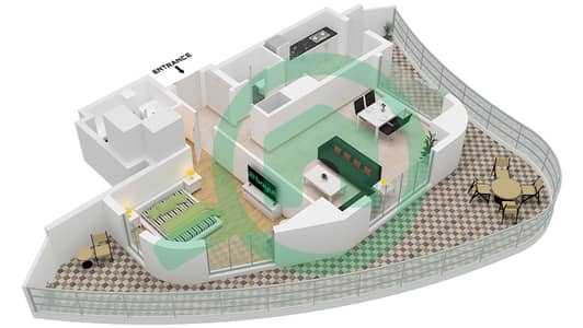 المخططات الطابقية لتصميم الوحدة 28C FLOOR GROUND شقة 1 غرفة نوم - ابراج اجوان