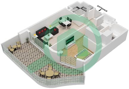المخططات الطابقية لتصميم الوحدة 25C FLOOR GROUND شقة 1 غرفة نوم - ابراج اجوان