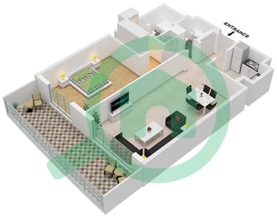 المخططات الطابقية لتصميم الوحدة 23C FLOOR GROUND شقة 1 غرفة نوم - ابراج اجوان