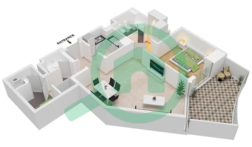 Ajwan Towers - 1 Bedroom Apartment Unit 24C FLOOR 1-10 Floor plan