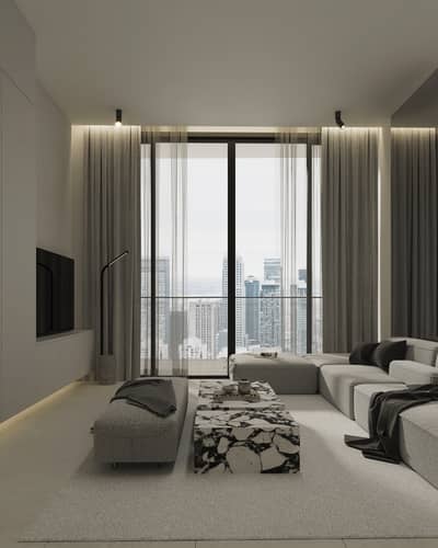 2 Bedroom Apartment for Sale in Jumeirah Village Triangle (JVT), Dubai - Render_Sonate Residences_2 BR LIVING RM. jpg