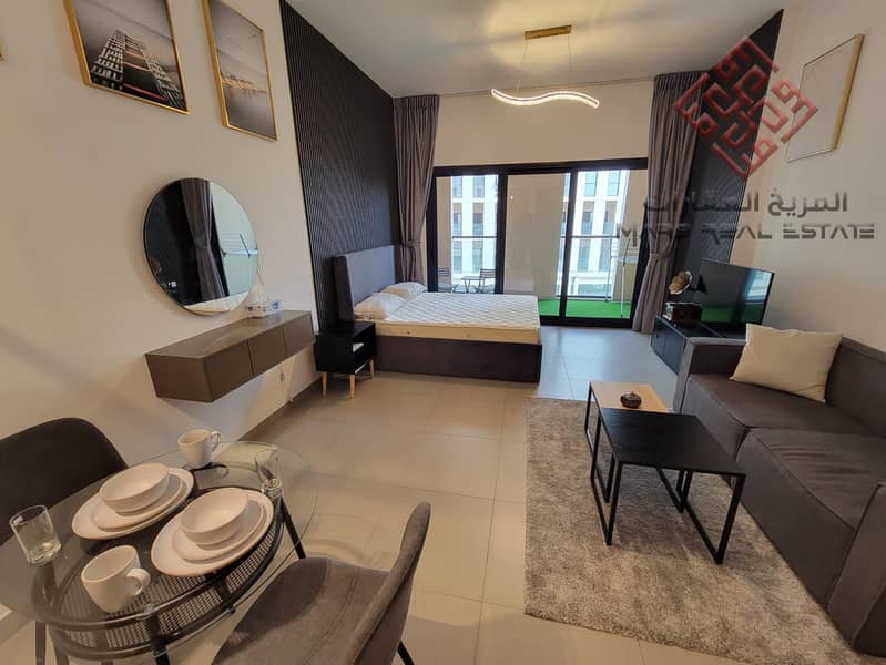 •••Luxurious Fully Furnished studio With balcony Available for rent in Al Mamsha•••