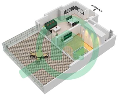 المخططات الطابقية لتصميم النموذج 1A/FLOOR 1 شقة 1 غرفة نوم - عزيزي ريفييرا 23