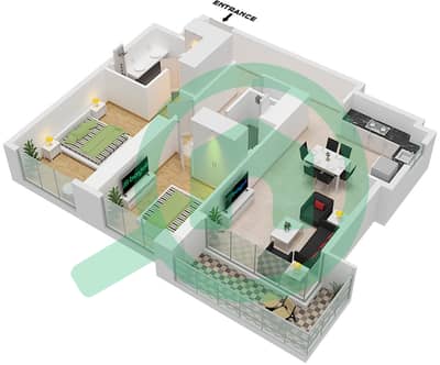 Крик Вотерс - Апартамент 2 Cпальни планировка Единица измерения 8 FLOOR 8-22
