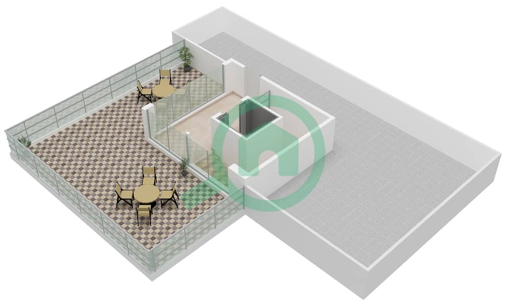 District One West - 5 Bedroom Commercial Villa Type C1 Floor plan Roof interactive3D