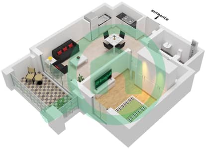 المخططات الطابقية لتصميم الوحدة 10-FLOOR 2-4 شقة 1 غرفة نوم - سيرف 1