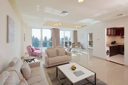 1 Bedroom Hotel Apartment for Rent in Dubai Marina, Dubai - One Bedroom Deluxe - Living area view2. jpg