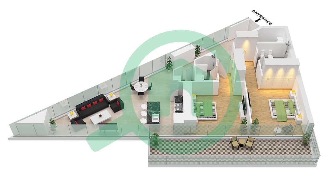 Marquise Square - 2 Bedroom Apartment Type/unit B/10 Floor plan interactive3D