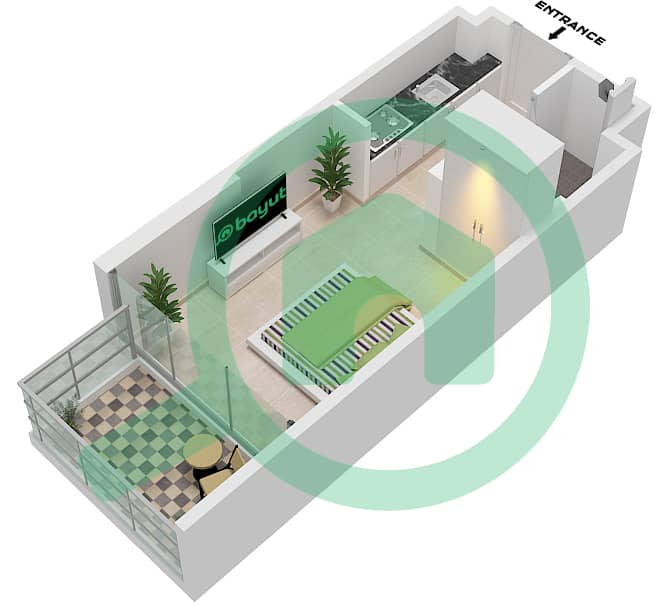 المخططات الطابقية لتصميم الوحدة 2,4 FLOOR 1-13,15-24 شقة استوديو - ريد سكوير تاور 1 Unit 2 Floor 1
Unit 4 Floor 2-13,15-24 interactive3D
