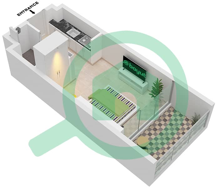 Ред Сквер Тауэр 1 - Апартамент Студия планировка Единица измерения 7 FLOOR 32 Unit 7 Floor 32 interactive3D