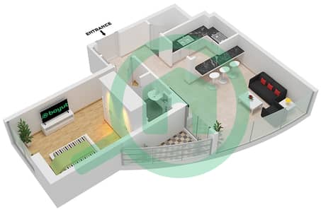 المخططات الطابقية لتصميم النموذج 4,5,8,10 FLOOR 1-13 شقة 1 غرفة نوم - ريد سكوير تاور 1