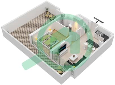 المخططات الطابقية لتصميم الوحدة 6 FLOOR 33 شقة 1 غرفة نوم - ريد سكوير تاور 1