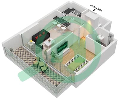المخططات الطابقية لتصميم الوحدة 1,3 FLOOR 25-31 شقة 1 غرفة نوم - ريد سكوير تاور 1