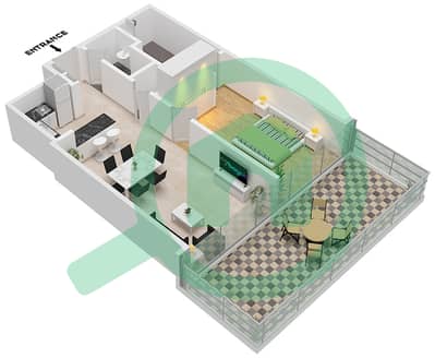 DAMAC Casa - 1 Bedroom Apartment Type 8 FLOOR 1 Floor plan
