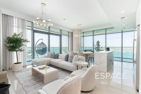 3 Bedroom Apartment for Rent in Dubai Harbour, Dubai - Middle Floor | Fully furnished | Full Sea and Palm View