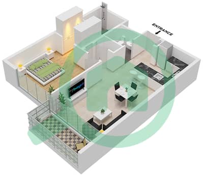 المخططات الطابقية لتصميم الوحدة 1,6-8 FLOOR 1-6 شقة 1 غرفة نوم - ريزيدنسز 6