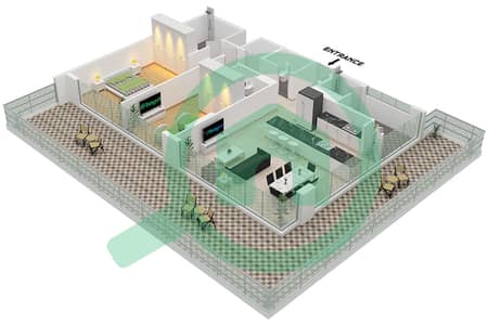 المخططات الطابقية لتصميم الوحدة 4 FLOOR GROUND شقة 2 غرفة نوم - ريزيدنسز 6