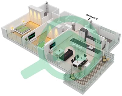 公寓6号 - 2 卧室公寓单位4,10 FLOOR 1-6戶型图