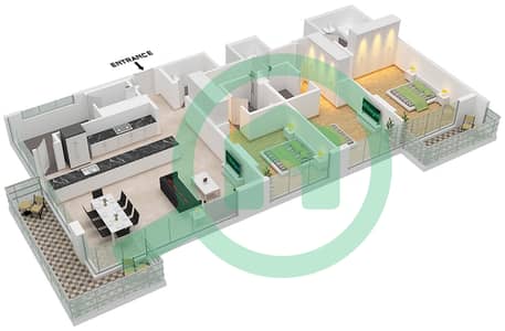 公寓6号 - 3 卧室公寓单位3 FLOOR 1-6戶型图