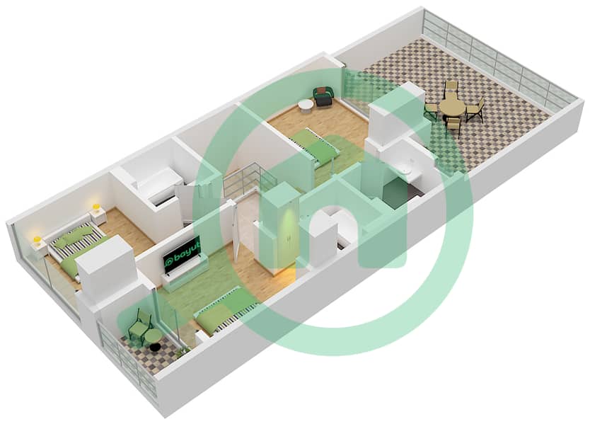 Sanctnary - 3 Bedroom Villa Type A Floor plan First Floor interactive3D