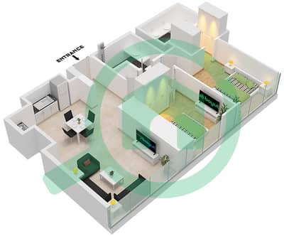 Forte 1 - 2 Bedroom Apartment Unit 16,6,5 FLOOR 1-4 Floor plan