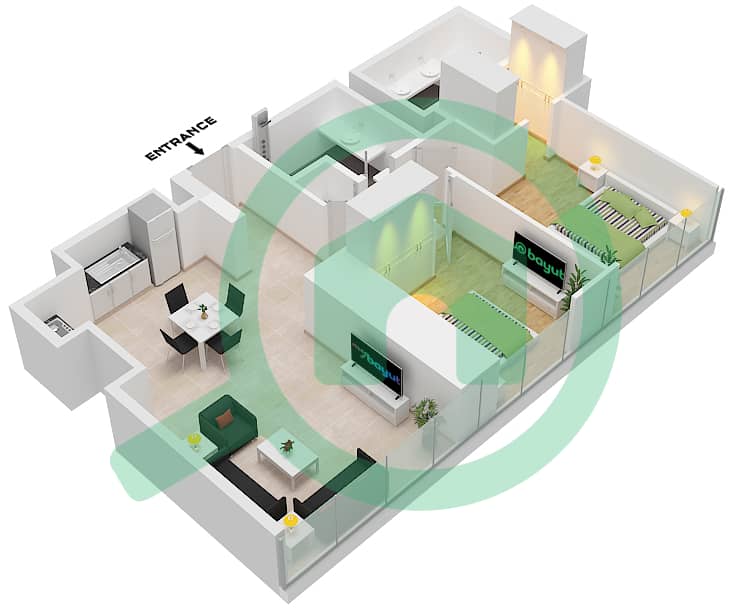 المخططات الطابقية لتصميم الوحدة 16,6,5 FLOOR 1-4 شقة 2 غرفة نوم - فورتي 1 Unit 16 Floor 1,2
Unit 6 Floor 3 
Unit 5 Floor 4 interactive3D
